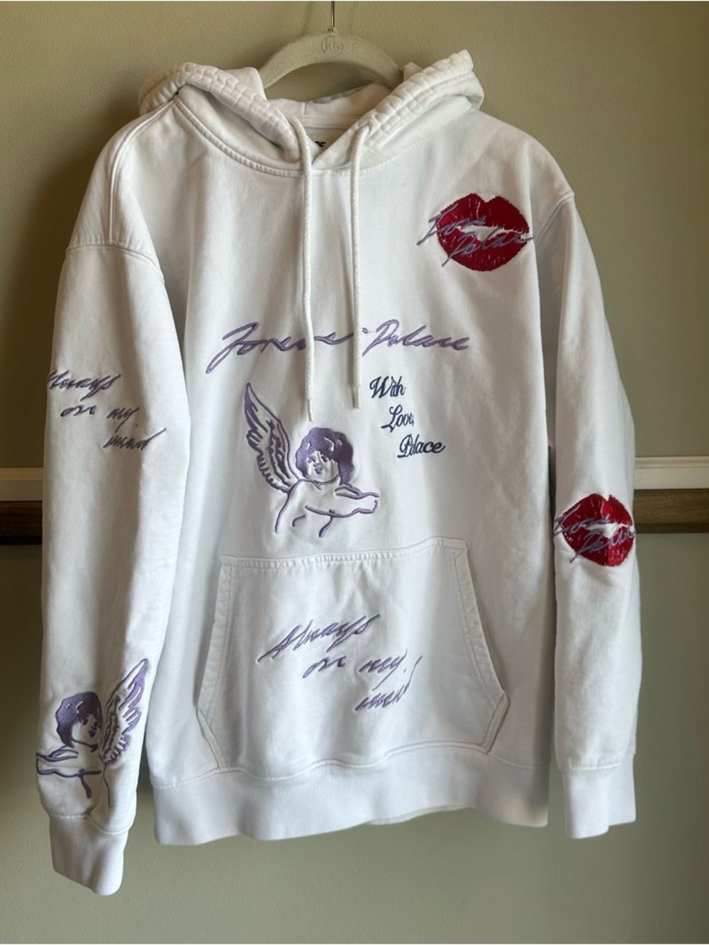 Palace Skateboard White Embroidered Love Letter Hoodie Sweatshirt​